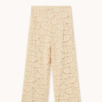 Lace Wide Trousers in Light Cream