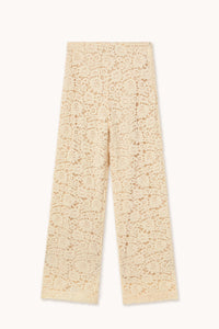 Lace Wide Trousers in Light Cream