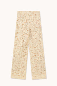 Lace Wide Trousers in Light Cream