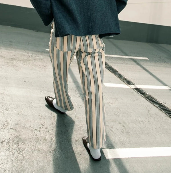 Striped Yoke Trousers in Dark Vanilla