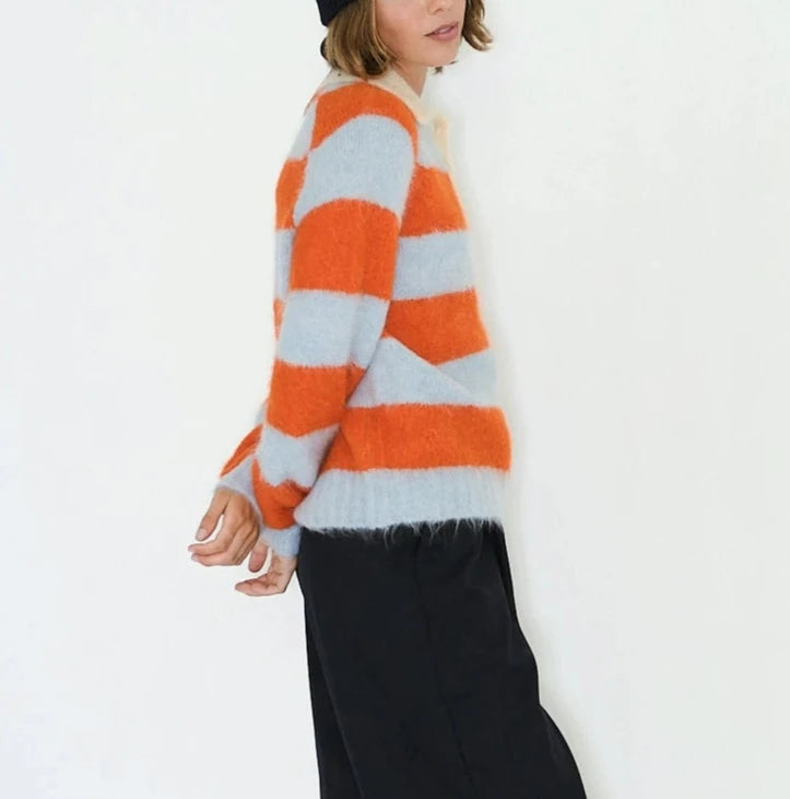 Frank Striped Polo in Washed Red