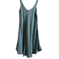Linen Strappy Short Dress in Khaki