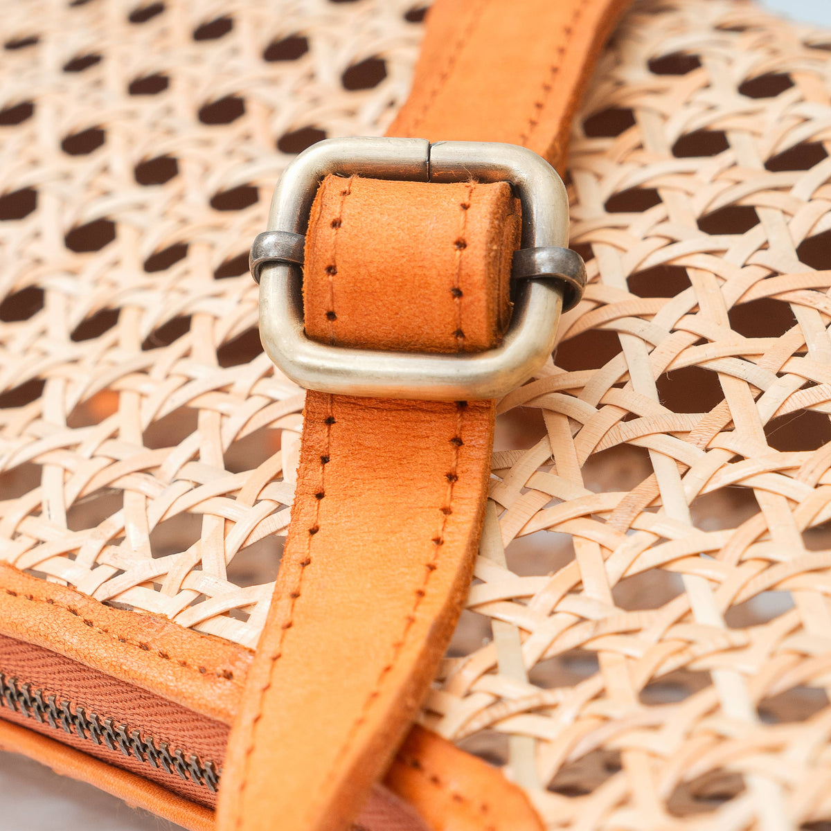 Pia Rattan Shoulder Bag in Tan