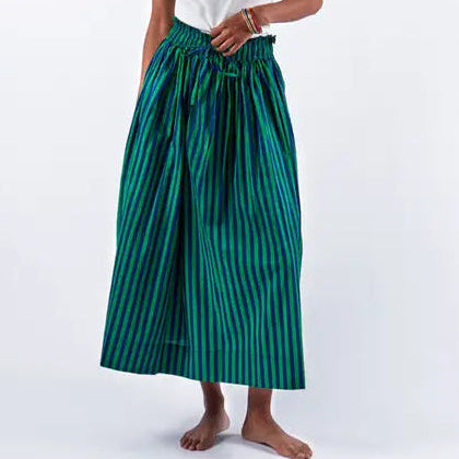 Keaton Stripe Skirt in Navy & Kelly Green