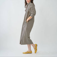 Colette Shirtdress in Black & Cream Stripe