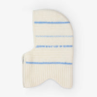 The Alpaca Balaclava with Zip in White/Sky Blue