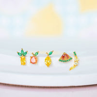 Tropical Fruit Stud Set - Gold