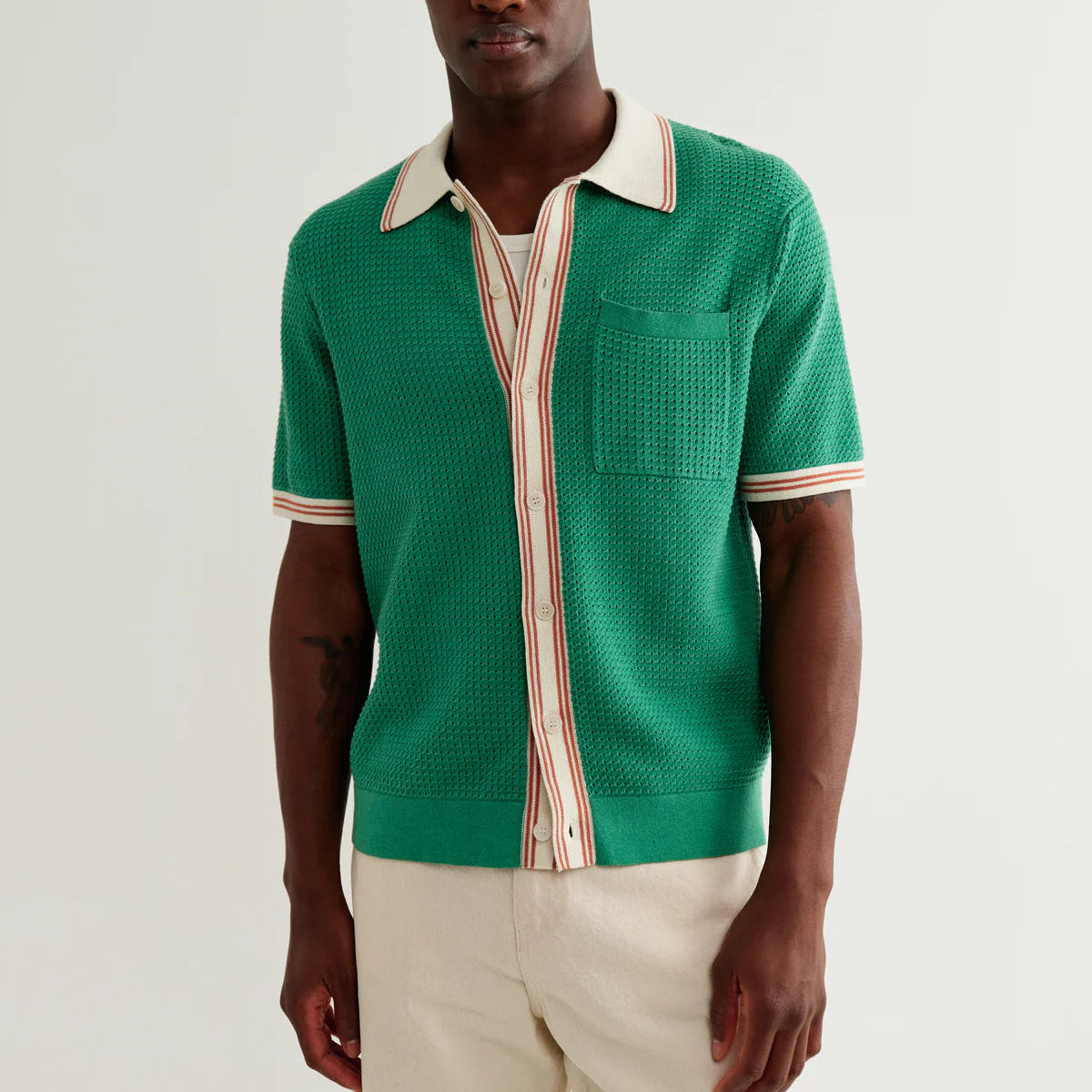 Belle Shirt in Tipped Pointelle