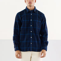 Winter Madras Weave Shirt in Blue Check