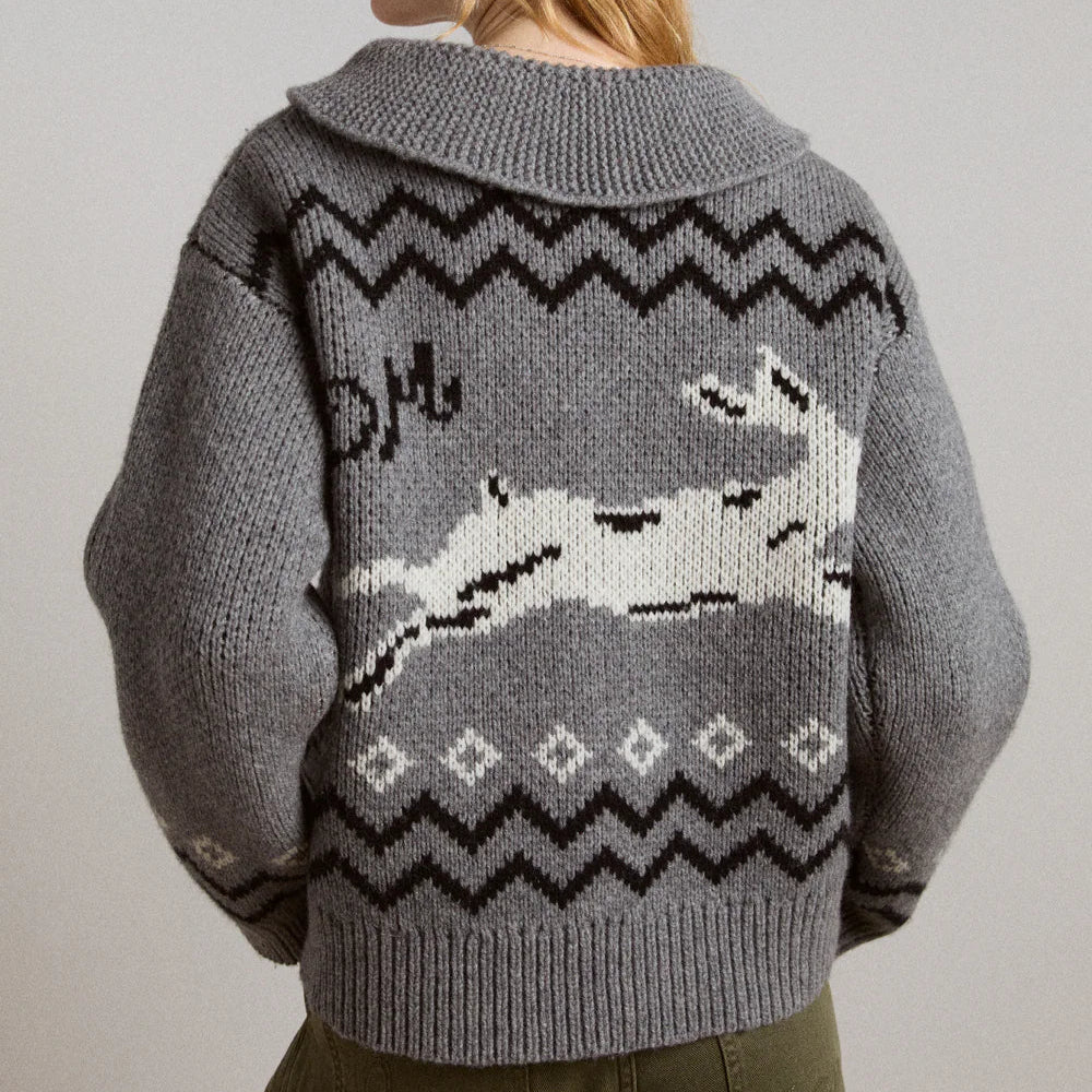 Cecily Collar Cardigan in Grey