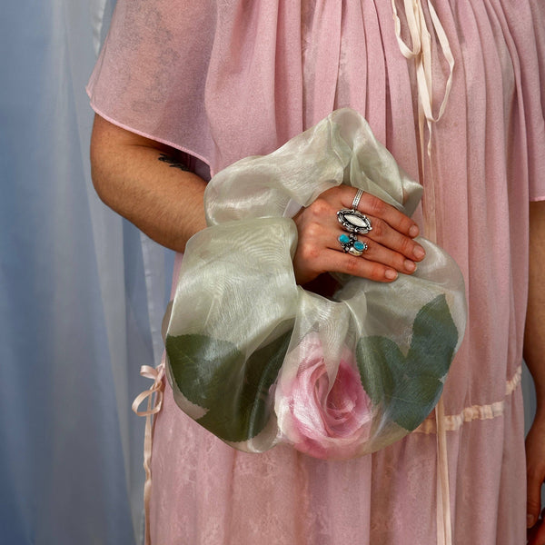 Rose Baby Bag in Sage / Pink Rose