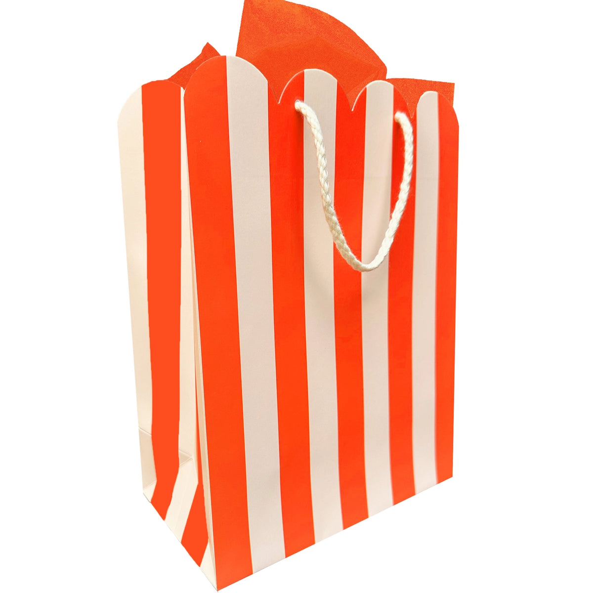 Red Stripe Scallop Gift Bag