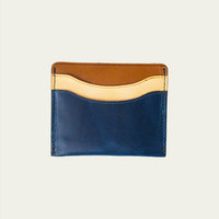 Leather Card Holder in Mixed Blue