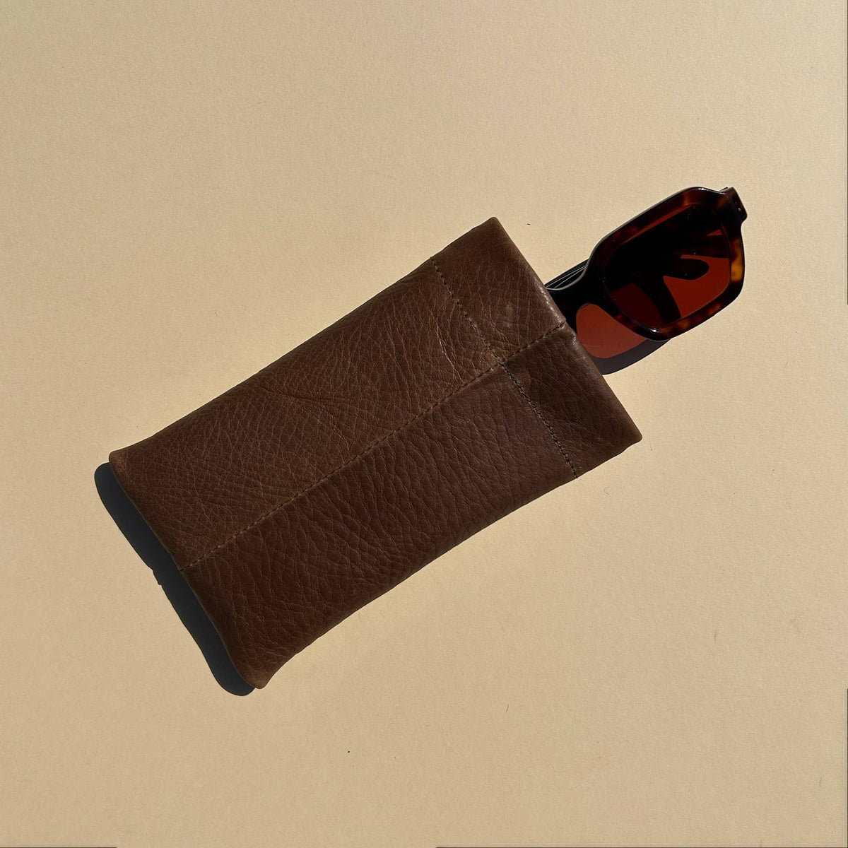 Sunglasses Case in Chocolate Leather