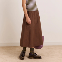 Caspia Midi Skirt in Choc