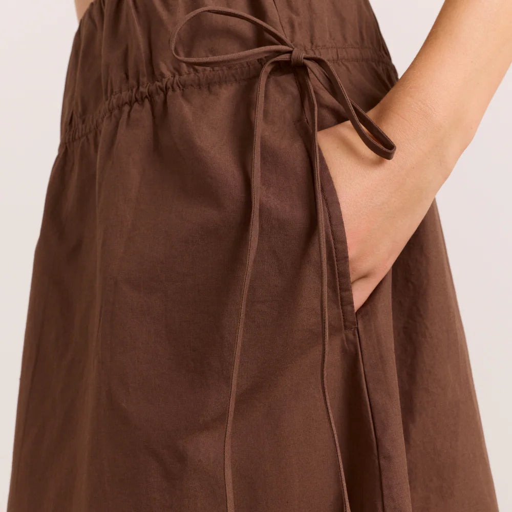 Caspia Midi Skirt in Choc