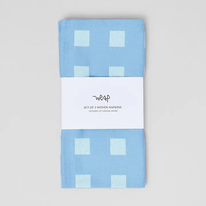 Squares Napkin Set Blue/Soft Aqua