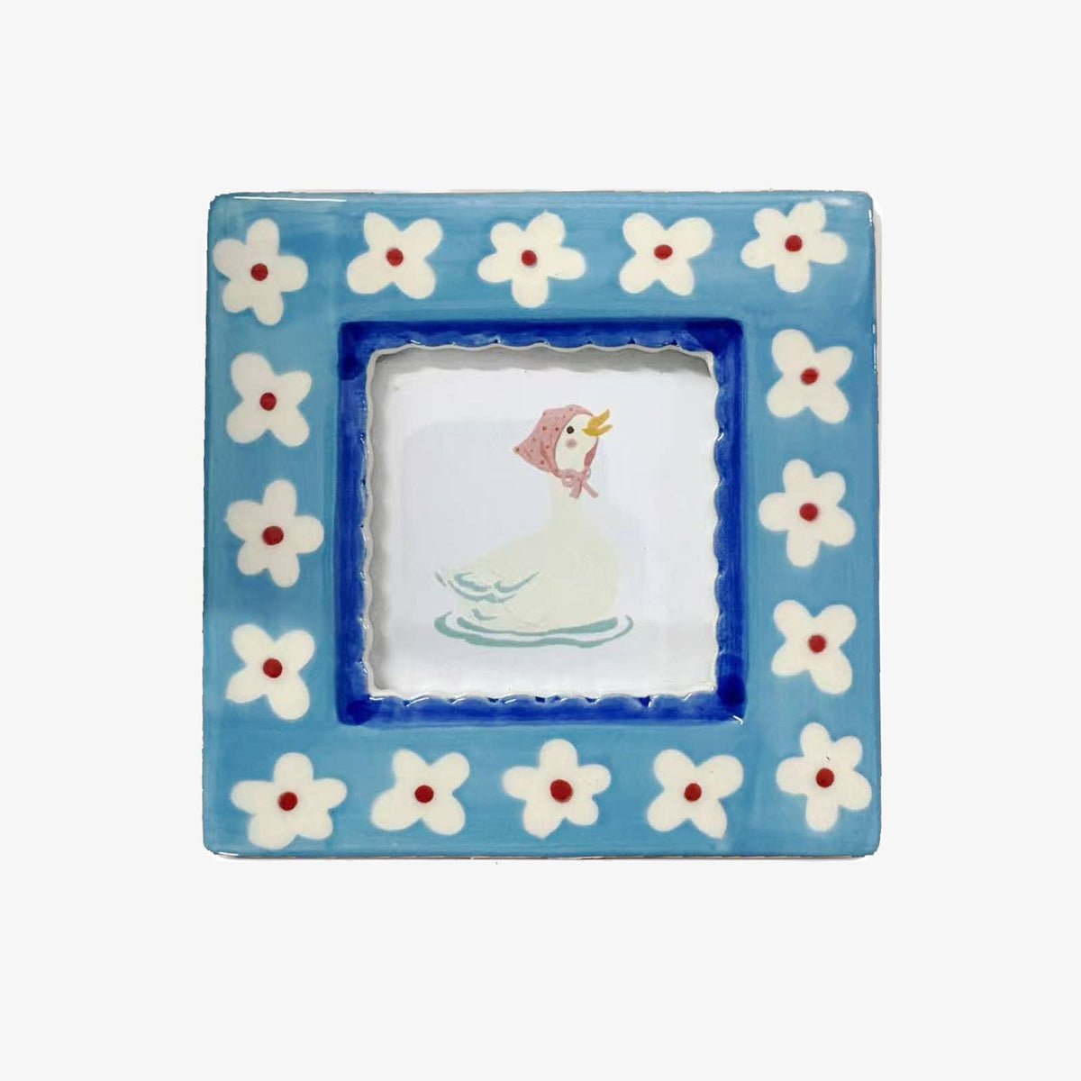 Ceramic Photo Frame in Blue Flowers