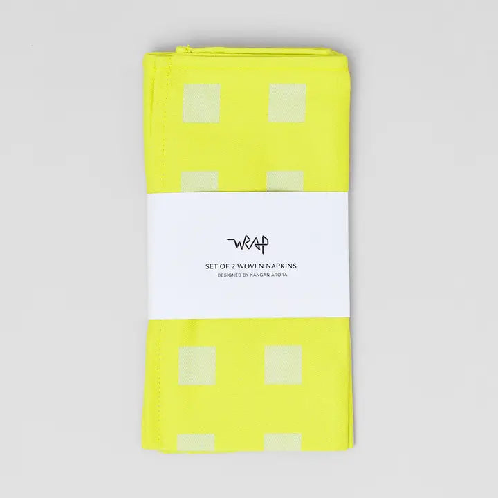 Squares Napkin Set Yellow/Soft Aqua