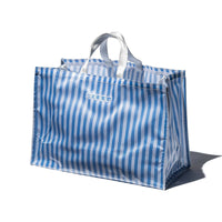 Covered School Tie Fabric Market Bag in Light Blue x White