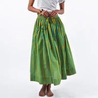 Keaton Stripe Skirt in Aqua & Chartreuse