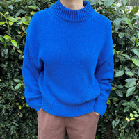 Zoe Cotton Sweater in Cobalt