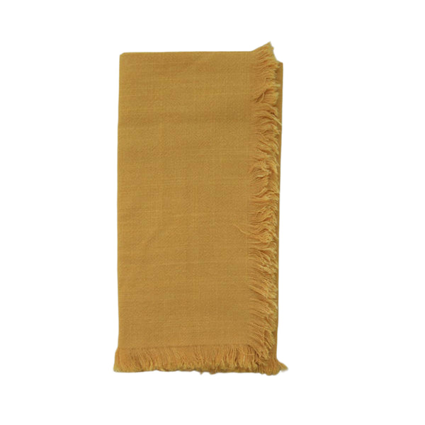 Plain Fringed Napkin in Turmeric