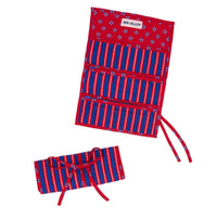 Maddie Jewelry Roll in Navy & Red Stripes