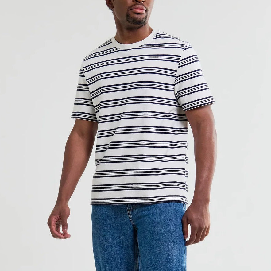 Dean Tee in Thin Textured Stripe