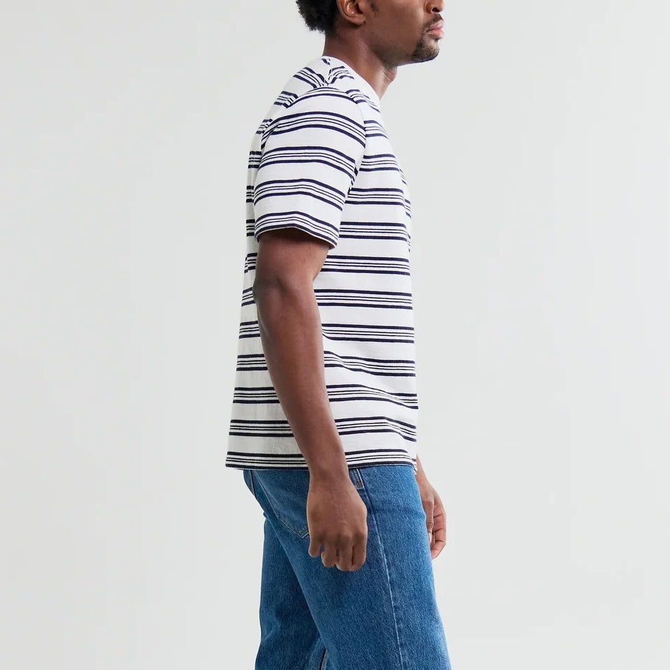 Dean Tee in Thin Textured Stripe