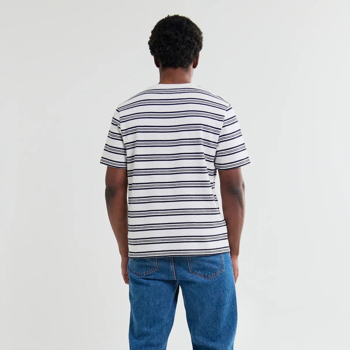 Dean Tee in Thin Textured Stripe