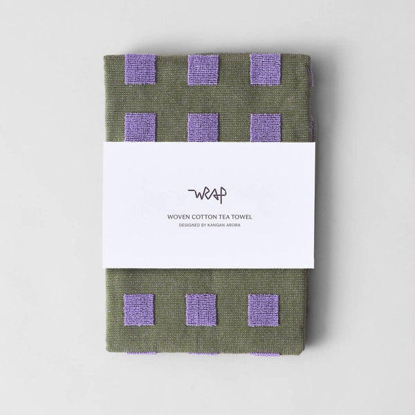 Tea Towel in Olive/Lilac