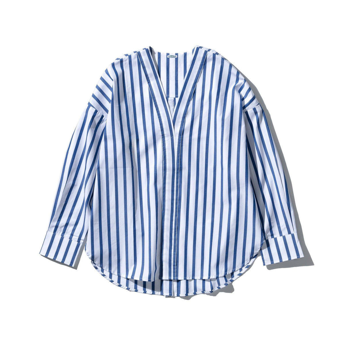 Cotton V-Neck Stripe Shirt