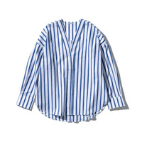 Cotton V-Neck Stripe Shirt