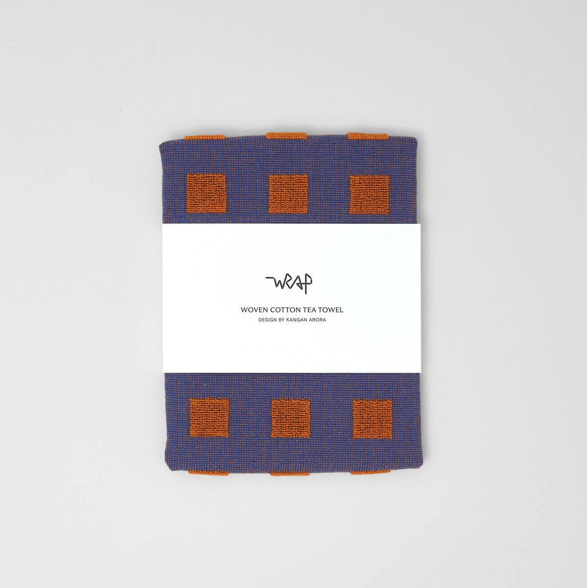 Squares Terry Tea Towel Burgundy/Blue