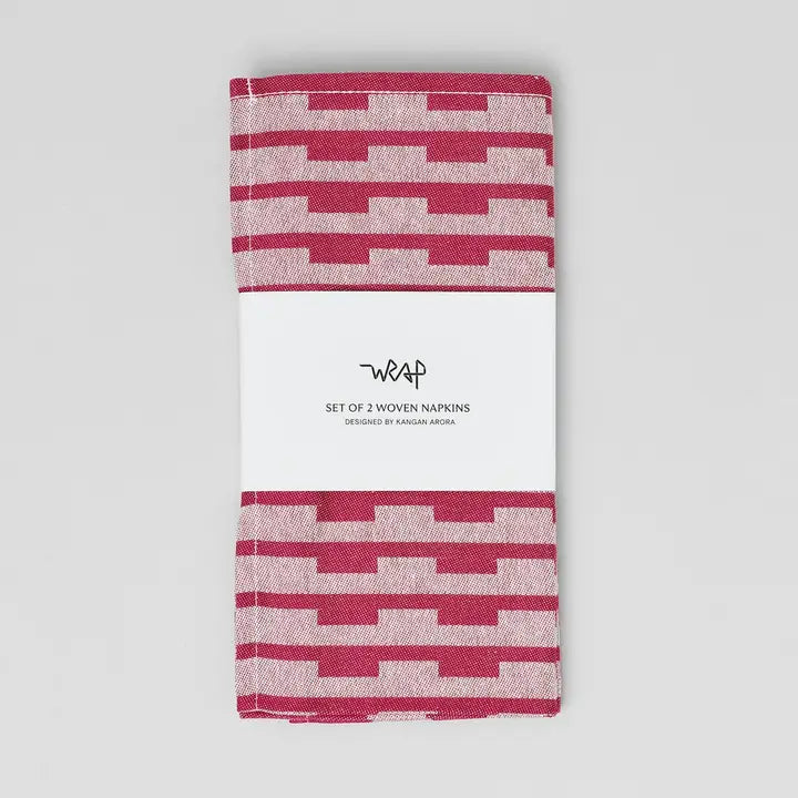 Stripes Napkin Set Burgundy/Natural
