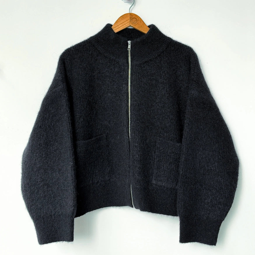 Alpaca Zip Jacket in Black