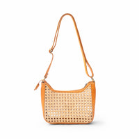 Pia Rattan Shoulder Bag in Tan
