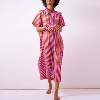 Margot Stripe Kaftan in Rust & Lilac