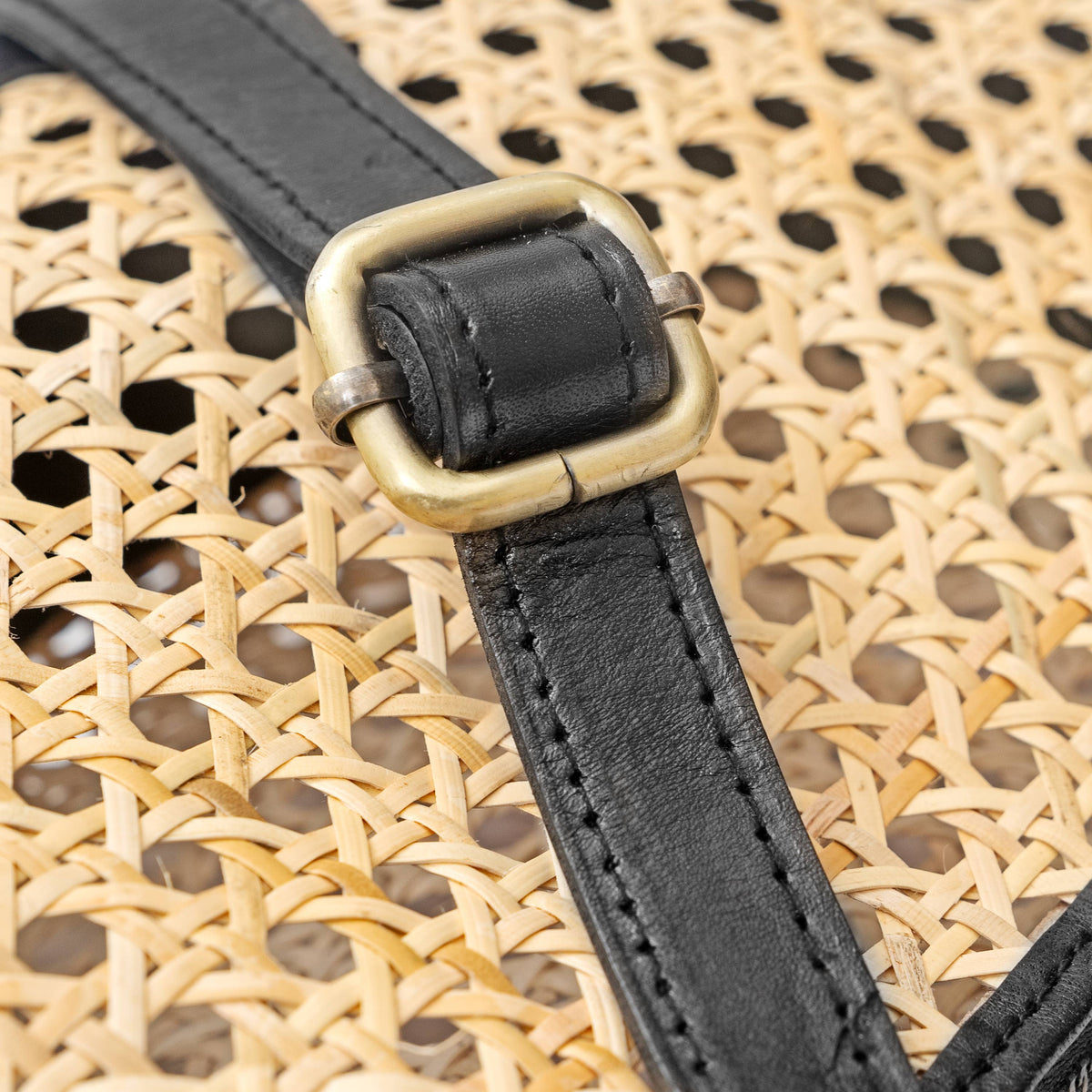 Pia Rattan Shoulder Bag in Black