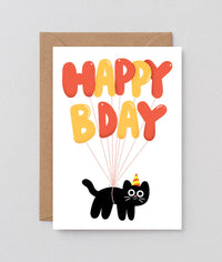 Happy Bday Cat Balloons Card