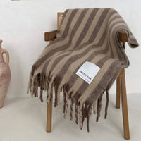 The Wool Stripe Throw in Burnt Umber Stripe