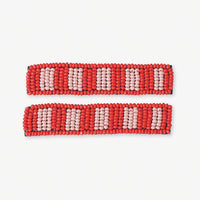 Anna Striped 2 Pack Hair Clips in Poppy
