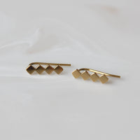 Square Ear Climbers in Gold