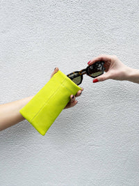 Sunglasses Case in Chartreuse Leather