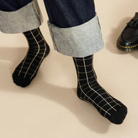 Grid Wool Crew Socks