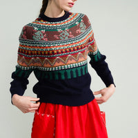 Mable Fairisle Pullover in Navy