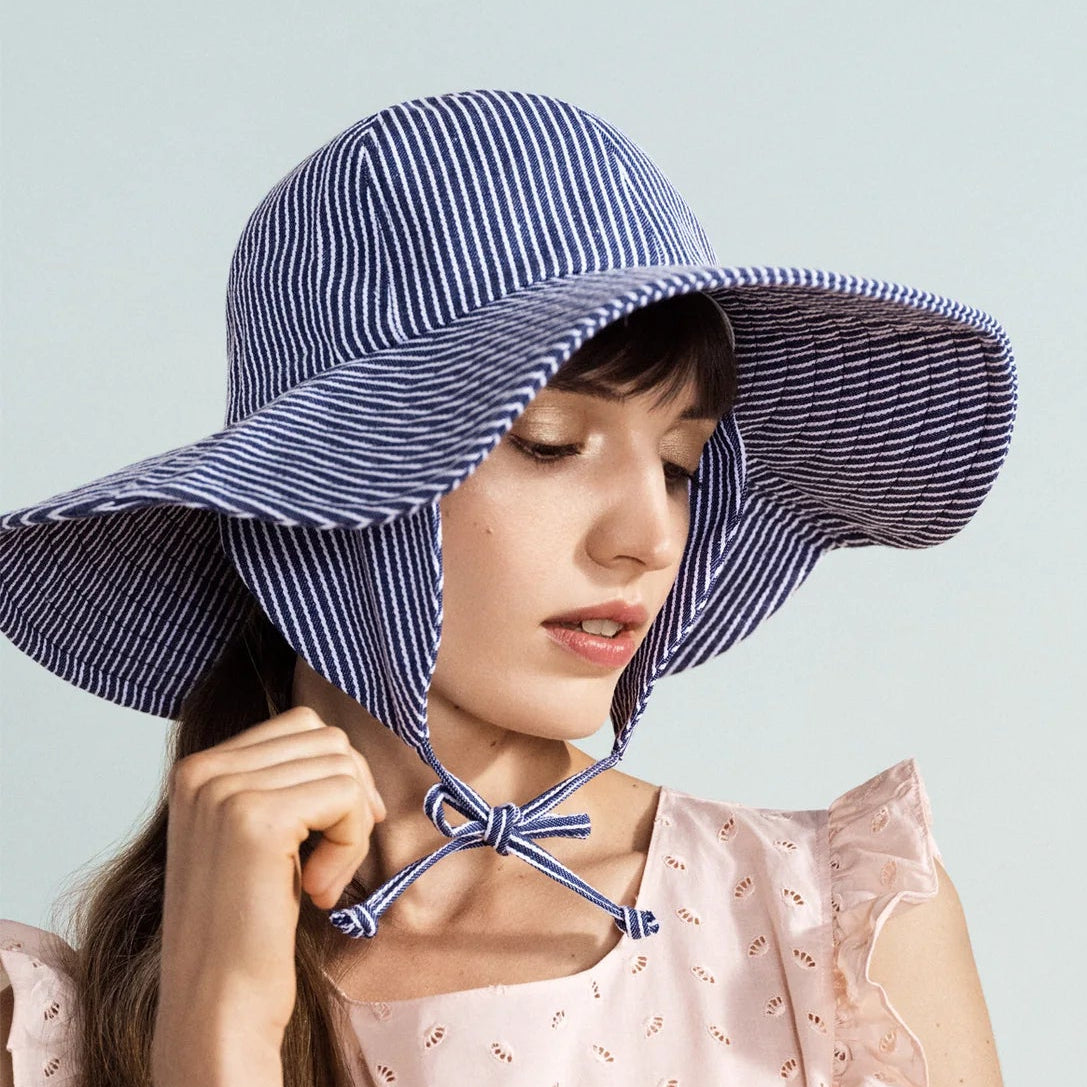 Striped Noona Sun Hat in Blue
