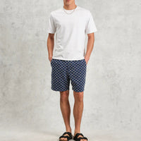 Kurt Short in Indigo Grid Stitch