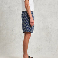 Kurt Short in Indigo Grid Stitch